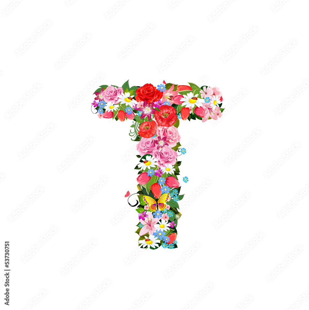Romantic letter of beautiful flowers T