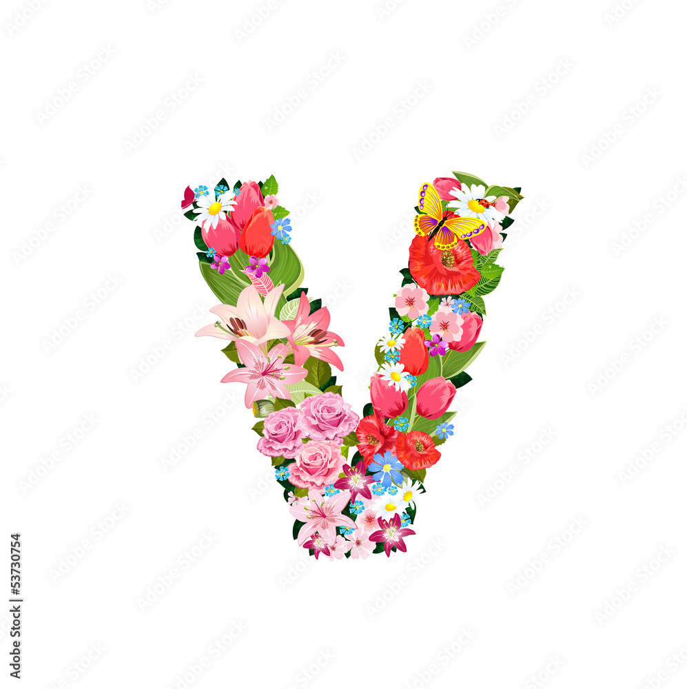 Romantic letter of beautiful flowers V
