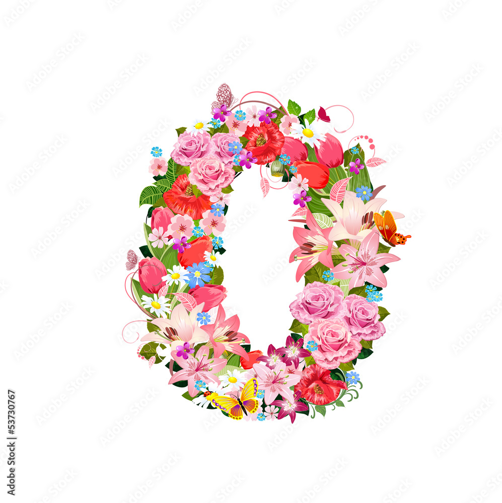 Romantic number of beautiful flowers 0