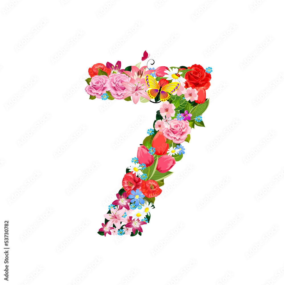 Romantic number of beautiful flowers 7