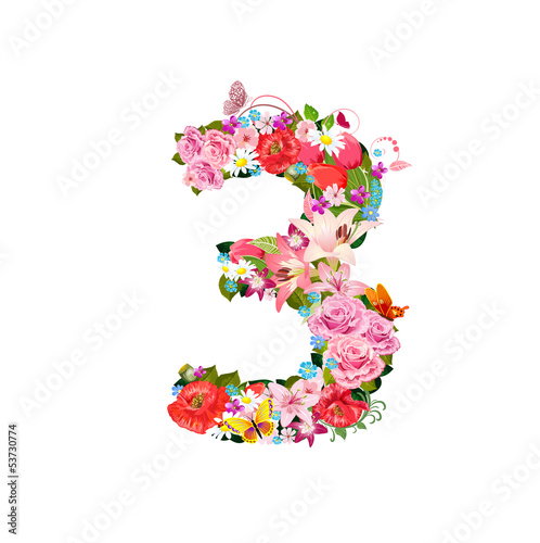 Romantic number of beautiful flowers 3