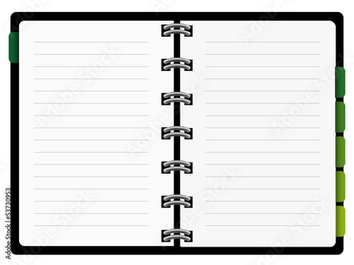 Agenda aufgeschlagen mit Textfreiraum