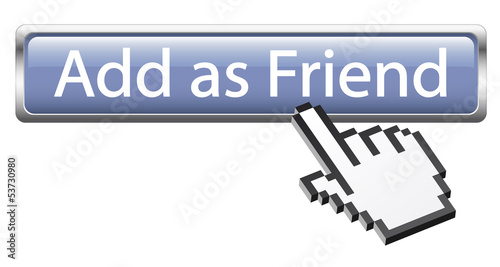 Button mit 3D Pixelhand " Add as Friend "