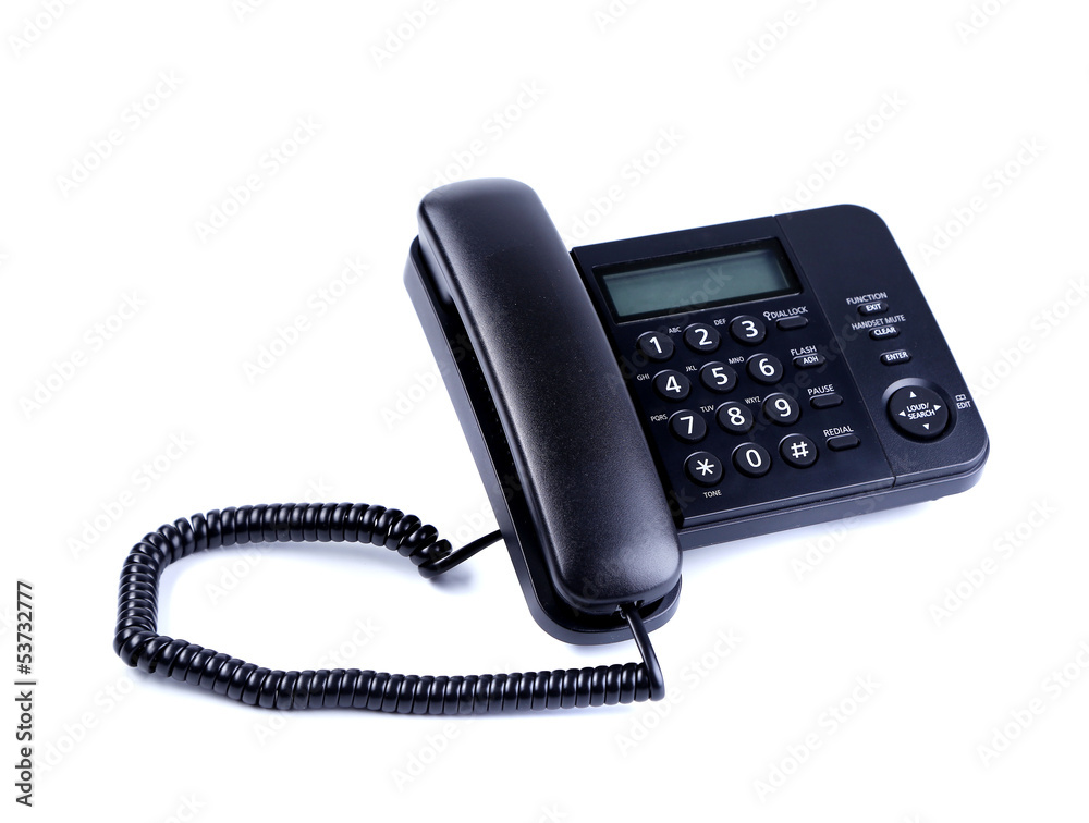 One landline phone on a white background One landline phone on a white background