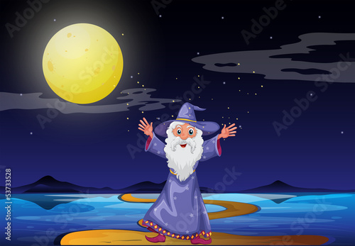 A wizard under the bright fullmoon