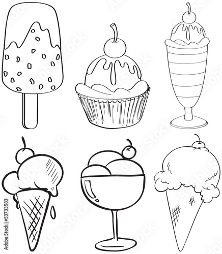 Sketches of the different desserts