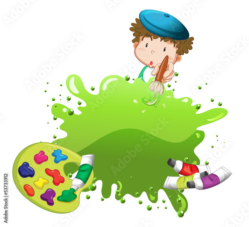 A boy painting