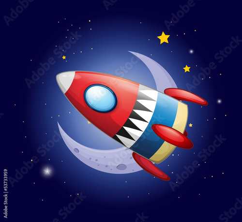 A spaceship near the moon