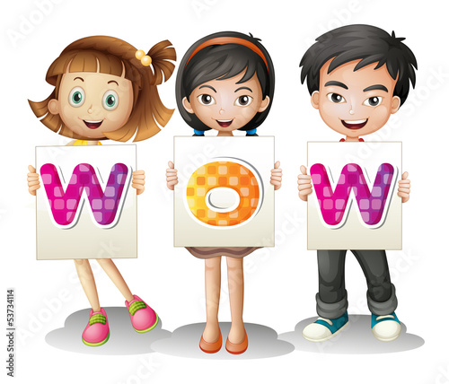 Three kids with letters
