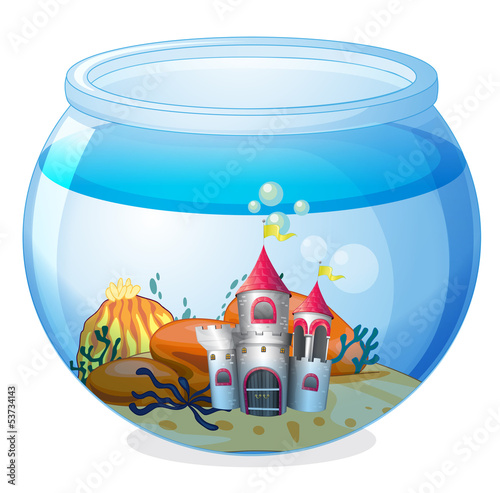 A castle inside an aquarium