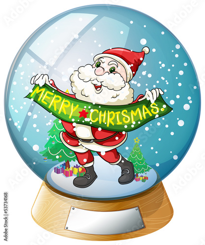 A crystal ball with Santa Claus inside
