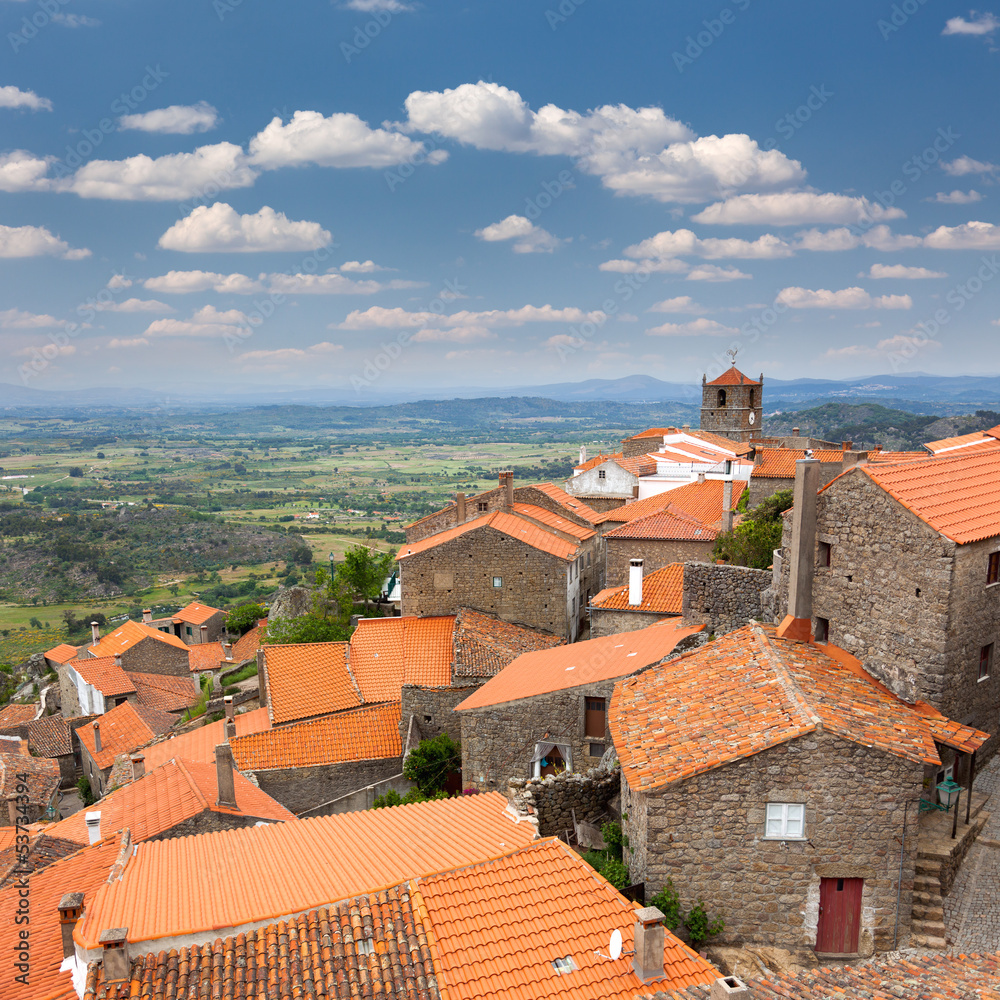 Panorama of mountain european village / Monsanto / Portugal