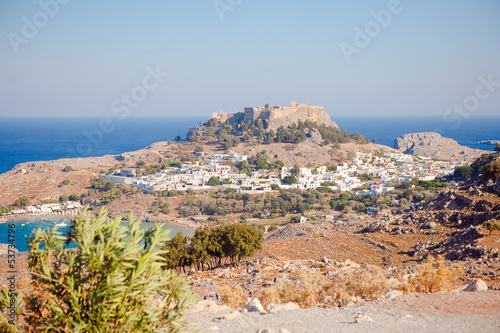 view of the town of Lindos  Rhodes Island  Greece