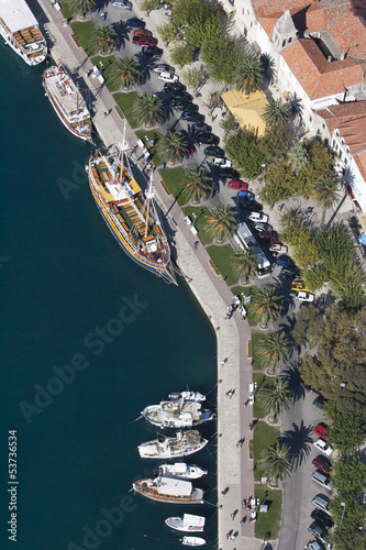 Adriatic town Makarska in Croatia, aerial view