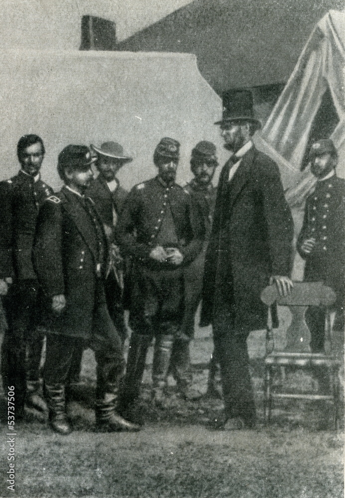 Lincoln with McClellan after the Battle of Antietam (1862)