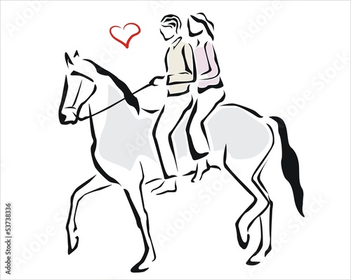 pareja montando a caballo