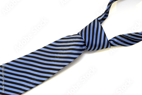 Blue and Black Stripped tie on white background