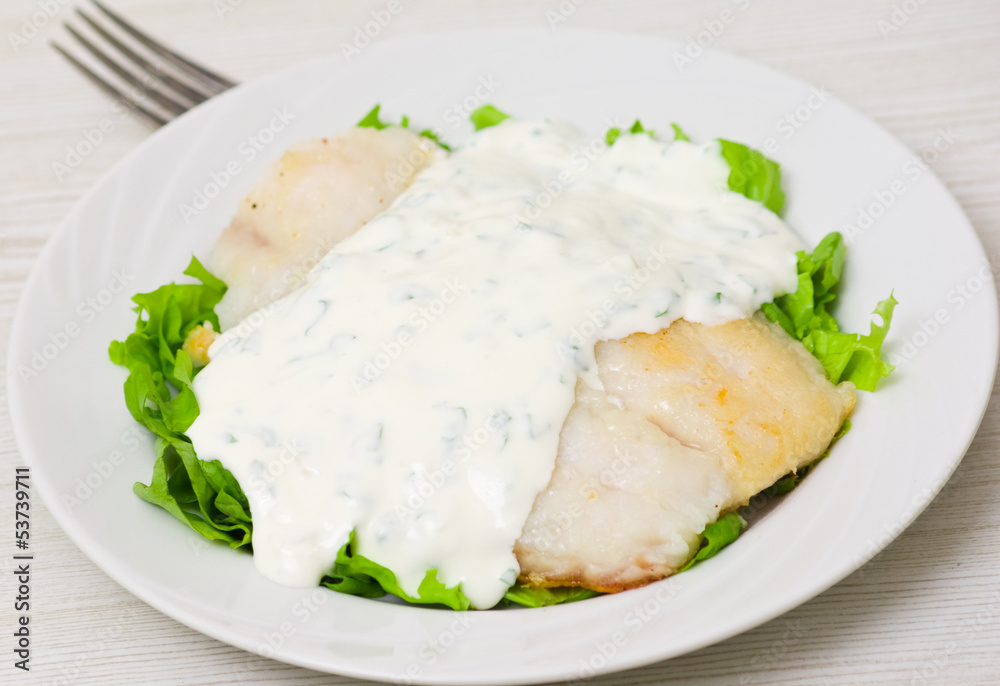 Fish fillet with sauce Fish fillet with sauce