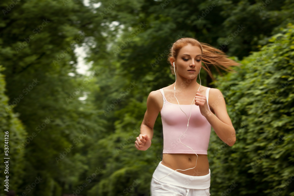 Fototapeta premium Woman Runner. Fitness Girl Running outdoors