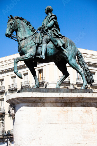 The monument of Charles III on Puerta del Sol in Madrid, Spain