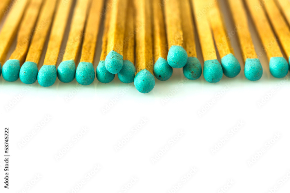 Group of blue match on white background Group of blue match on white background