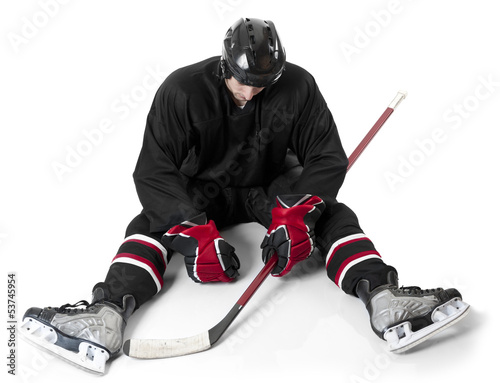 Ice hockey player looking disappointed