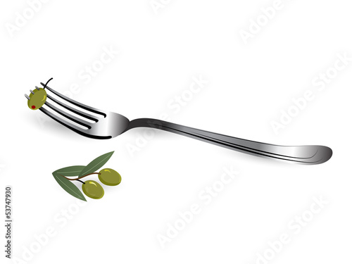 Fork and olive