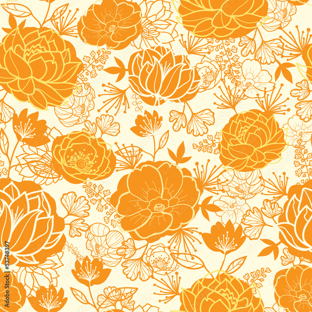 Foto auf Acrylglas mit Vektor goldene Kunstblumen eleganter nahtloser Musterhintergrund #53748397