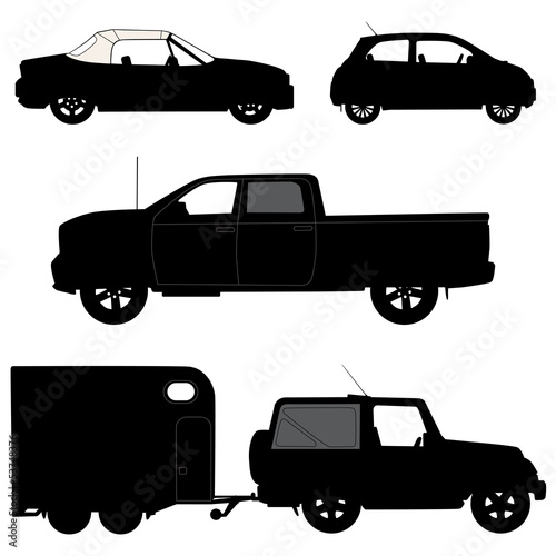 Transportation icons collection - vector silhouette