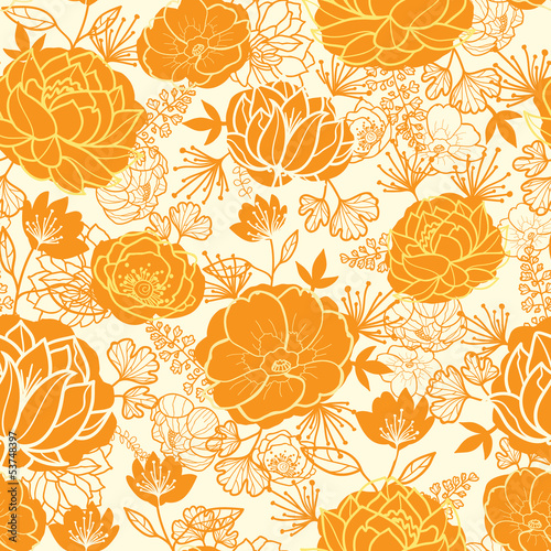 Vector golden art flowers elegant seamless pattern background