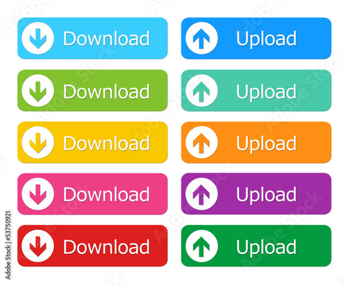 Botones para descargar y subir ficheros en varios colores