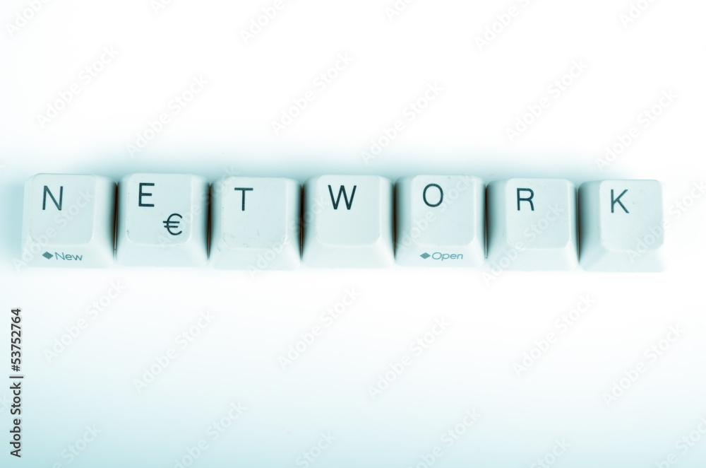 Network word written with computer buttons Network word written with computer buttons