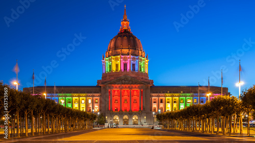 San Francisco City Hall in Rainbow Colors