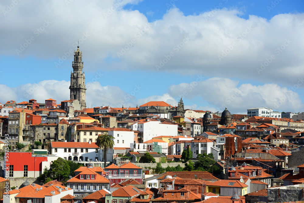 Porto Old City and Clerigos Tower, Oporto, Portugal