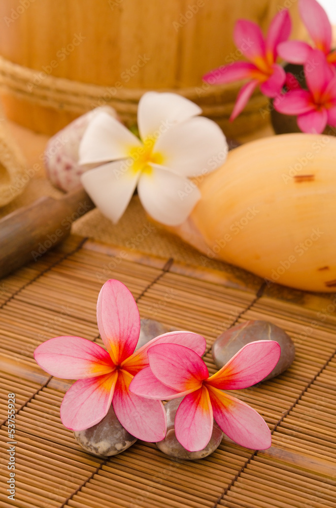 tropical spa with frangipani flowers arrangement tropical spa with frangipani flowers arrangement