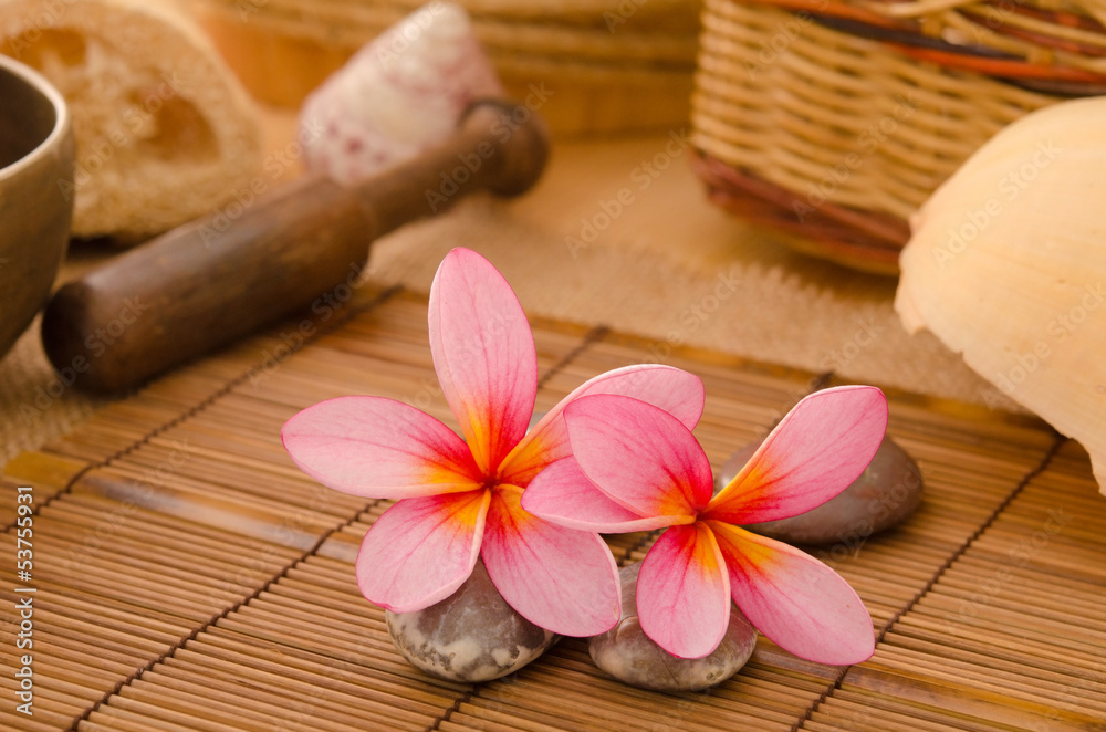 tropical spa with frangipani flowers arrangement tropical spa with frangipani flowers arrangement