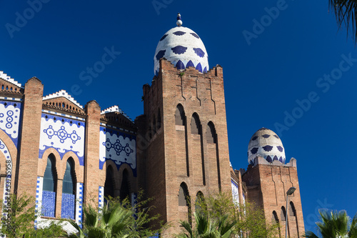 Barcelona bullring La Monumental mosaic egg detail in Gran via photo