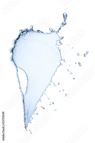 blue water splash isolated on white background