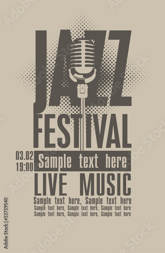 Poster for the jazz festival with a retro microphone