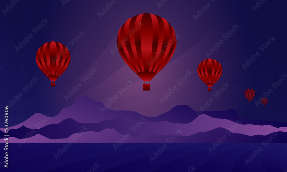 Fototapeta premium Air balloon in the night sky