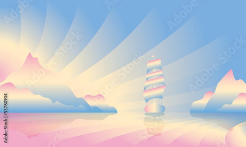 Sailing ship on skyline