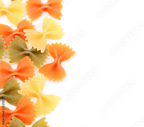 background of the farfalle pasta three colors.