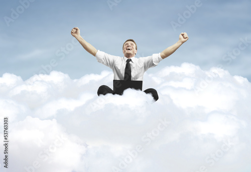 Wallpaper Mural success of man sitting on a cloud Torontodigital.ca