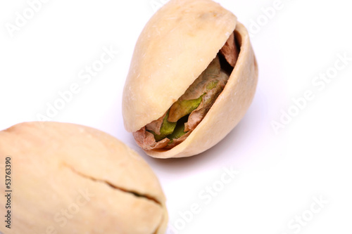 Two pistachios close-up