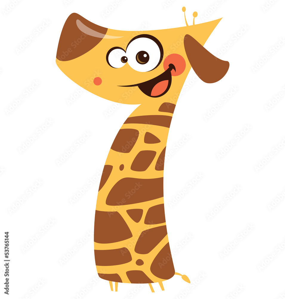 Number 7 funny cartoon giraffe Stock Illustration | Adobe Stock
