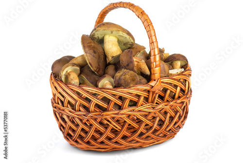 Wicker basket with cepe mushrooms