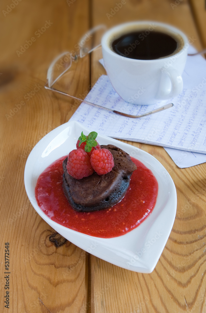 Chocolate Pancake with raspberry Chocolate Pancake with raspberry