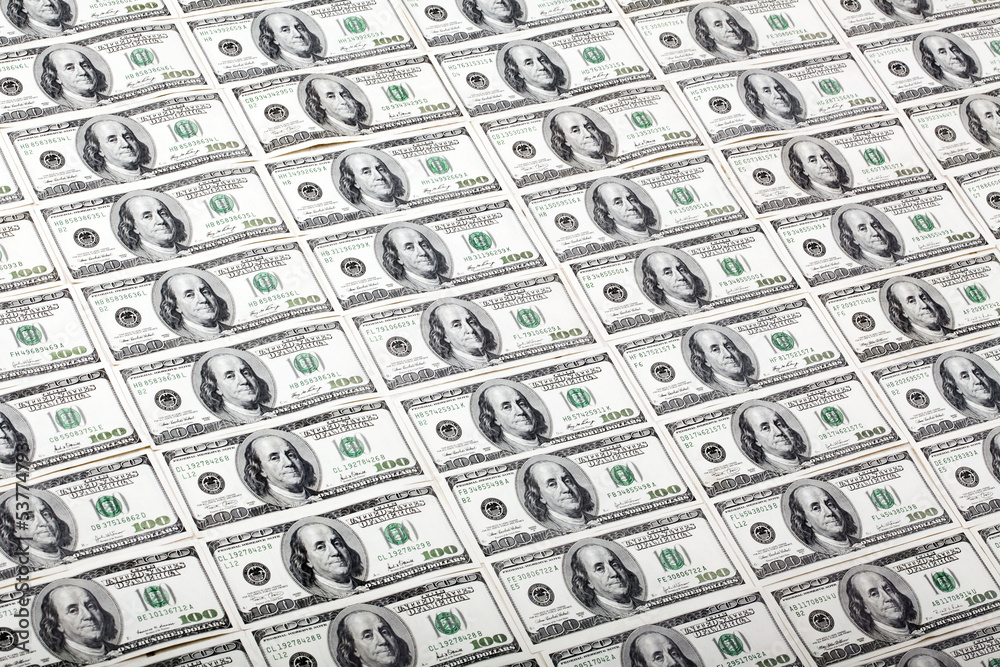 One Hundred Dollar Bills Background - Diagonal One Hundred Dollar Bills Background - Diagonal