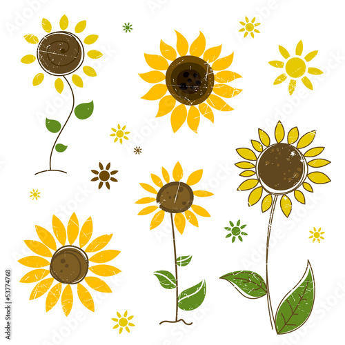 Fototapeta Naklejka Na Ścianę i Meble -  Vector Illustration of Abstract Sunflowers