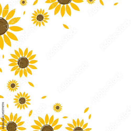 Fototapeta Naklejka Na Ścianę i Meble -  Vector Illustration of a Nature Background with Sunflowers